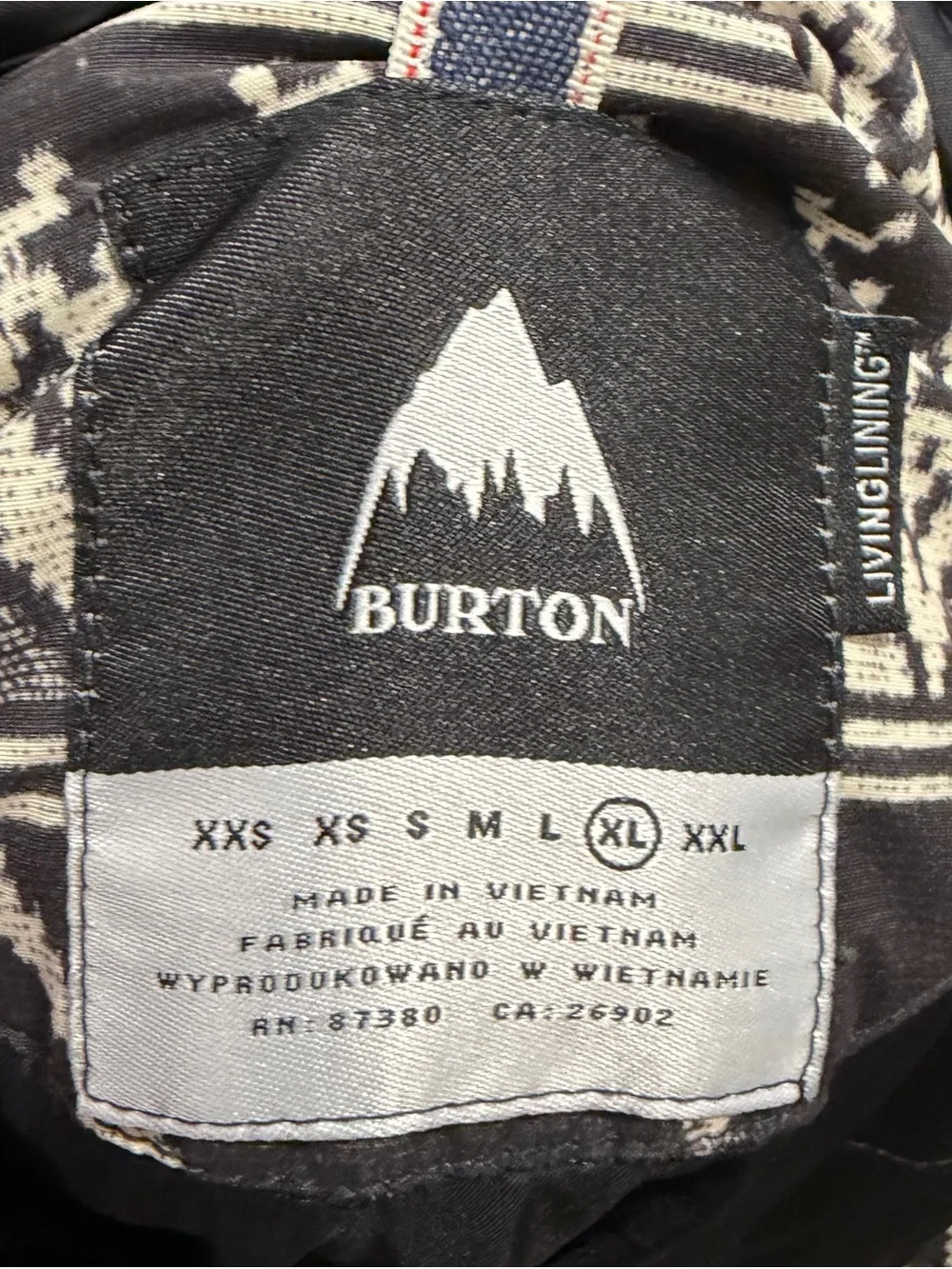 BURTON Snowboards Ws EASTFALL Hooded Jacket Coat Canvas Black Mojave Sz XL